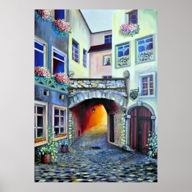 Luxembourg City - Bohemian Courtyard Poster (Front)