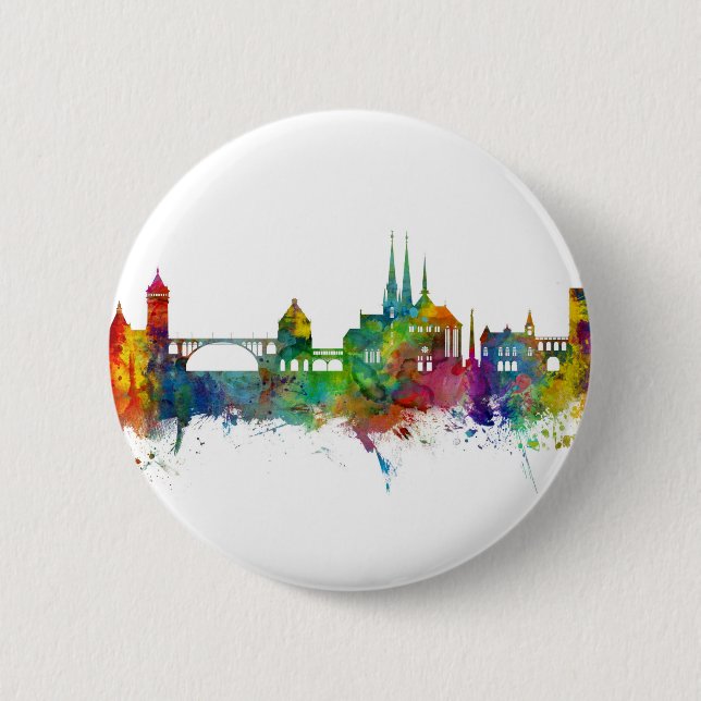 Luxembourg City Skyline Button (Front)