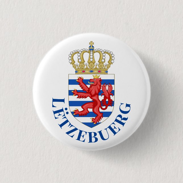 Luxembourg coat of arms (with name underneath) button (Front)