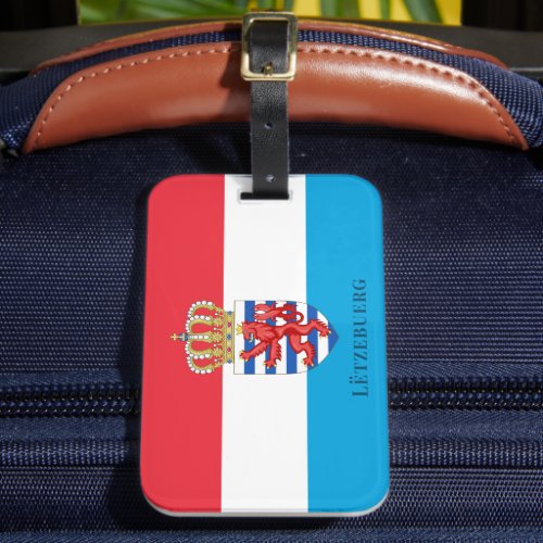 Luxembourg coat of arms with name underneath luggage tag