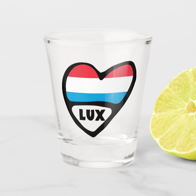 Luxembourg Country Code Flag Heart LUX Shot Glass (Front)