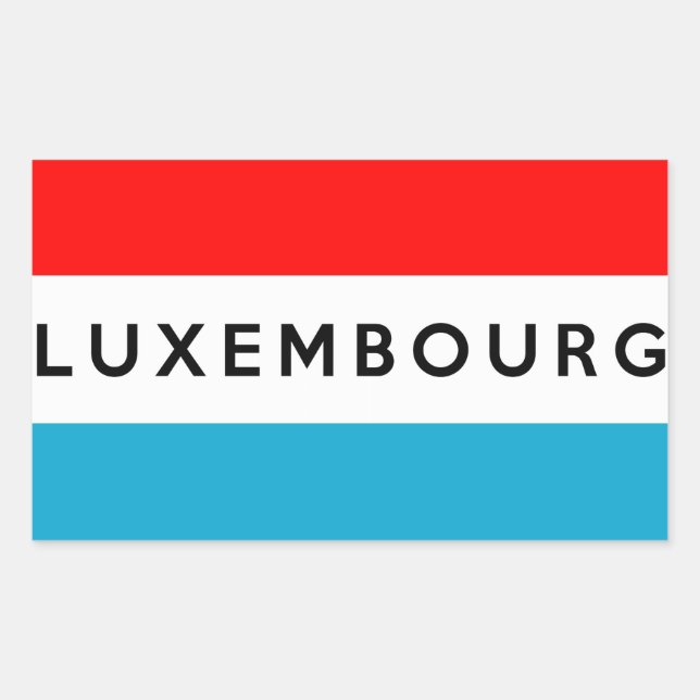 luxembourg country flag symbol name text rectangular sticker (Front)