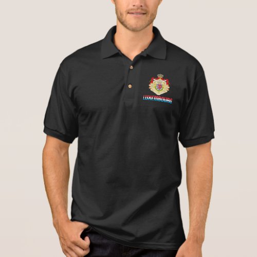 Luxembourg Flag and Coat of Arms Patriotic Polo Shirt