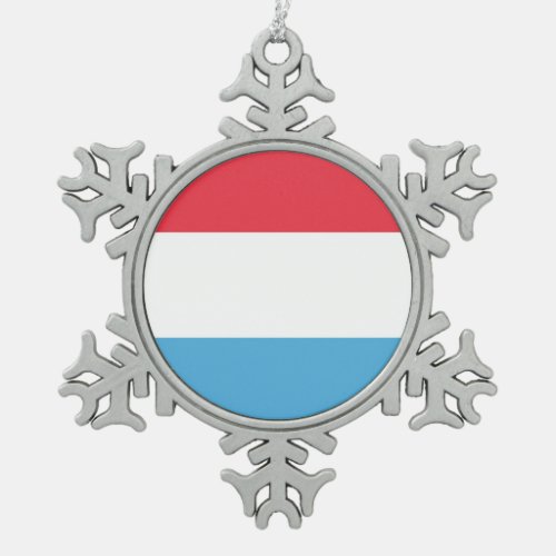 Luxembourg Flag Emblem Snowflake Pewter Christmas Ornament