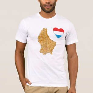 Luxembourg Flag Heart and Map T-Shirt