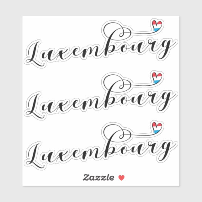 Luxembourg Flag Heart, Luxembourger Sticker (Sheet)