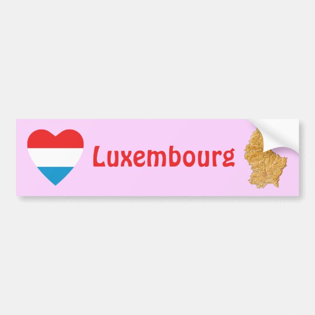 Luxembourg Flag Heart + Map Bumper Sticker (Front)
