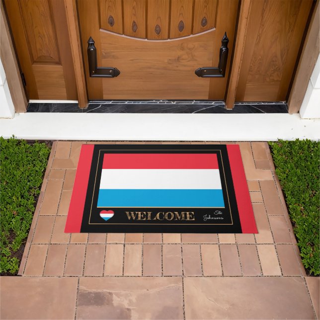 Luxembourg & Flag house mats/sports Welcome Doormat (Outdoor)