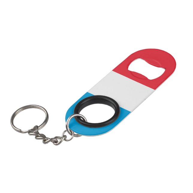 Luxembourg flag keychain bottle opener (Front Angled)