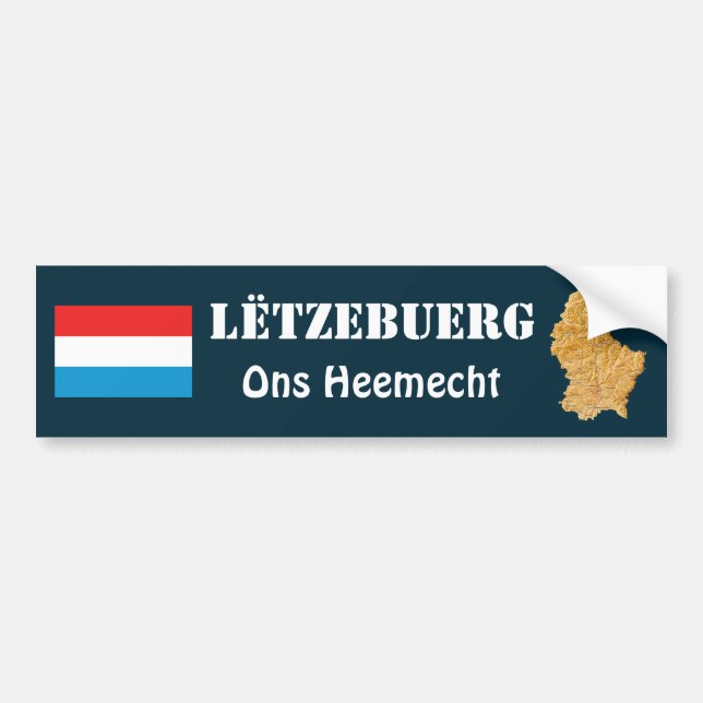 Luxembourg Flag + Map Bumper Sticker (Front)
