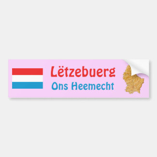 Luxembourg Flag + Map Bumper Sticker