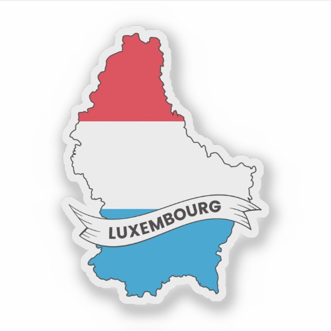 Luxembourg Flag Map Sticker (Front)