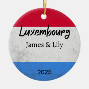 Luxembourg Flag Ornament, Personalized Luxembourg Ceramic Ornament