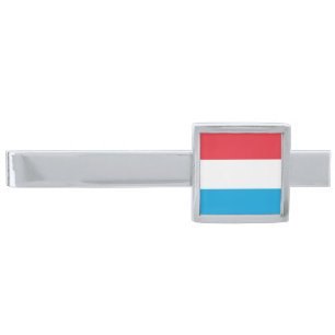 Luxembourg flag silver finish tie bar