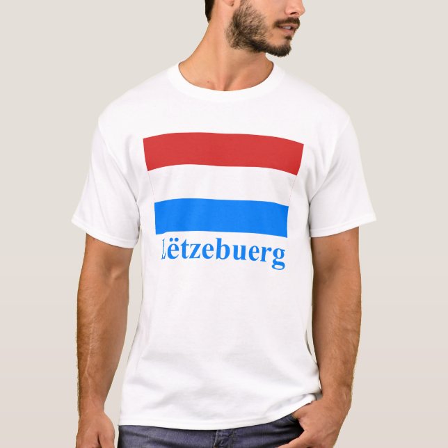 Luxembourg Flag with Name in Luxembourgian T-Shirt (Front)