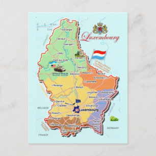 Luxembourg Germany Map Postcard