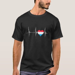 Luxembourg Luxembourgish Flag Heart Heartbeat EKG T-Shirt