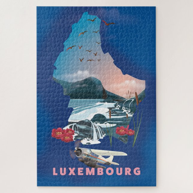 Luxembourg Map illustrated travel poster. Jigsaw Puzzle (Vertical)
