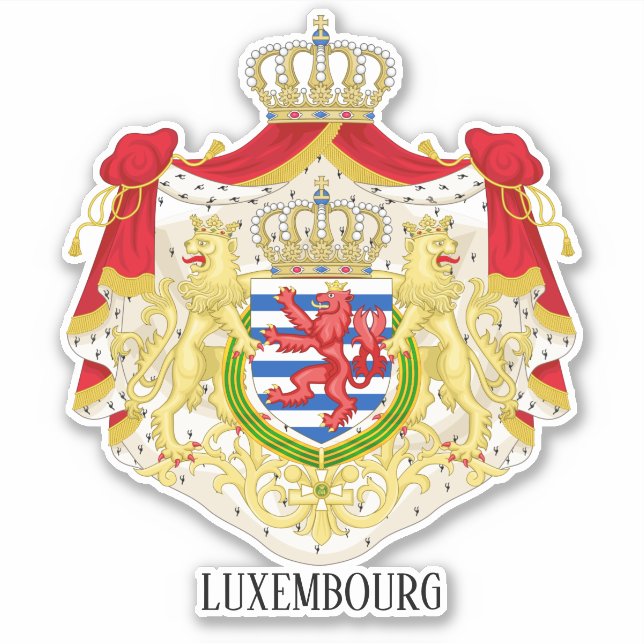 Luxembourg National Coat Of Arms Patriotic Sticker (Front)