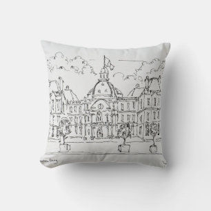 Luxembourg Palace rue de Vaugirard, Paris Throw Pillow