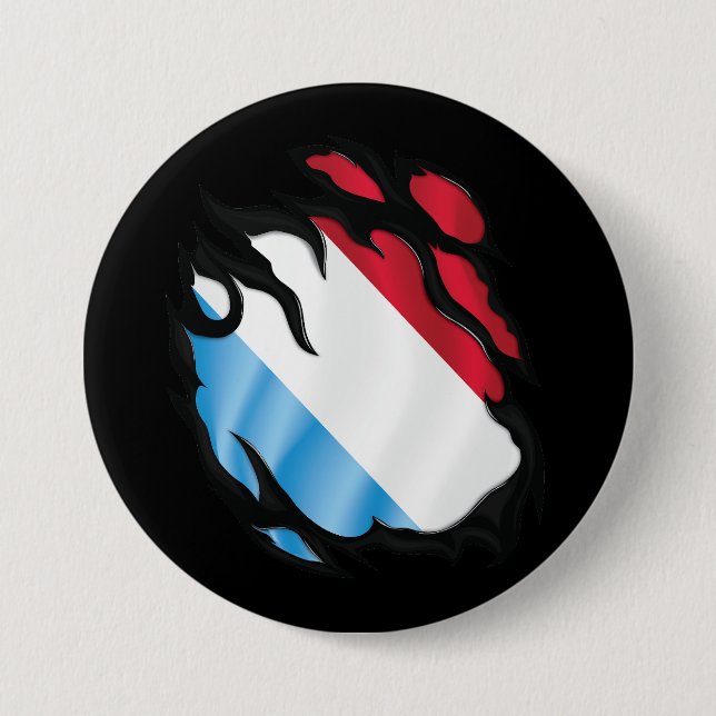 Luxembourg Ripped Flag Button (Front)