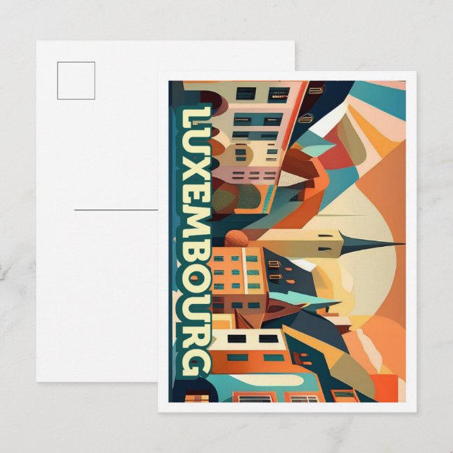 Luxembourg Travel artistic colorful Postcard (Front/Back)