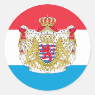 Luxembourgish Flag & Coat of Arms, Luxembourg Classic Round Sticker