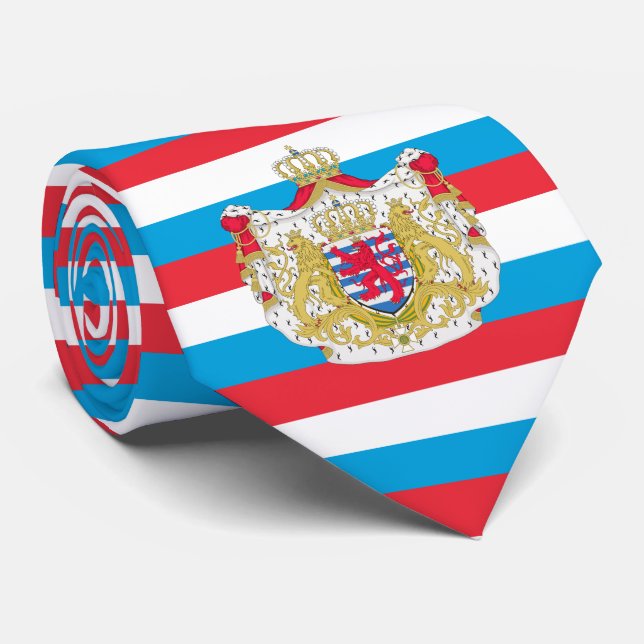Luxembourgish Flag & Coat of Arms, Luxembourg Neck Tie (Rolled)
