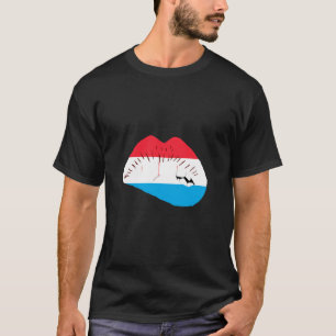 Luxembourgish Pride Letzebuerg Luxembourg Flag Lip T-Shirt