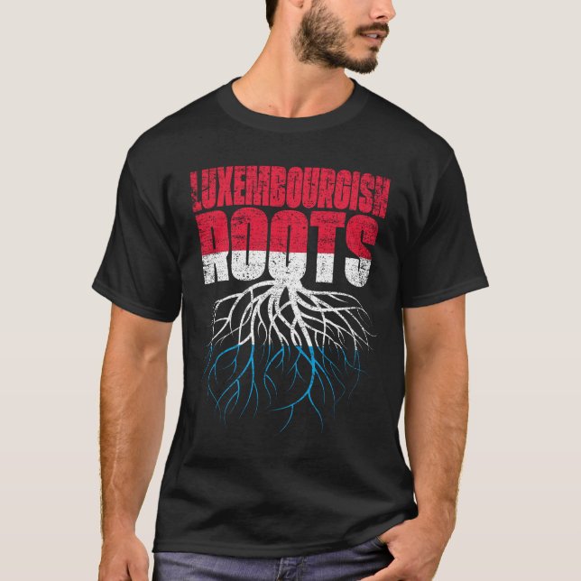 Luxembourgish Roots Luxembourg Heritage Flag T-Shirt (Front)