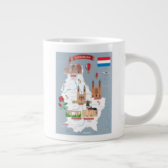 Luxemburg Cartoon Map Giant Coffee Mug (Right)