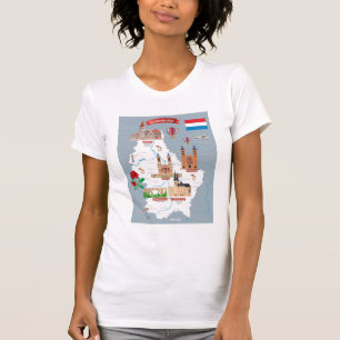 Luxemburg Cartoon Map T-Shirt