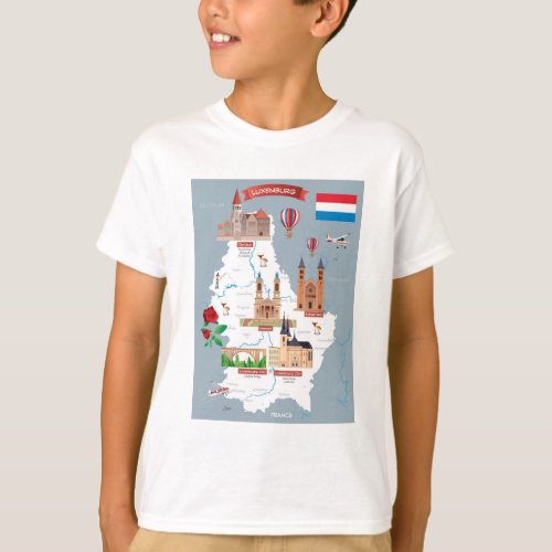 Luxemburg Cartoon Map T_Shirt