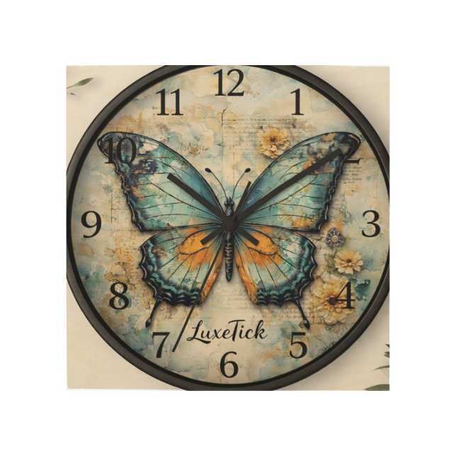 LuxeTick Elegant Butterfly Wall Clock – Modern Art (Front)