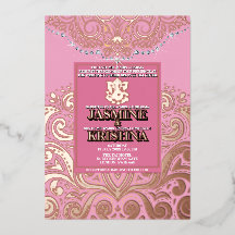 LuxGlitter Pink PinkGold Ganesha Hindu Wedding