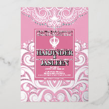 LuxGlitter Pink Silver Sikh Anand Karaj Wedding