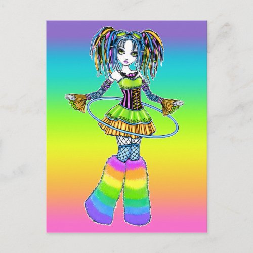 "Luxie" Rainbow Cyber Goth Hula Hoop Fae Postcard