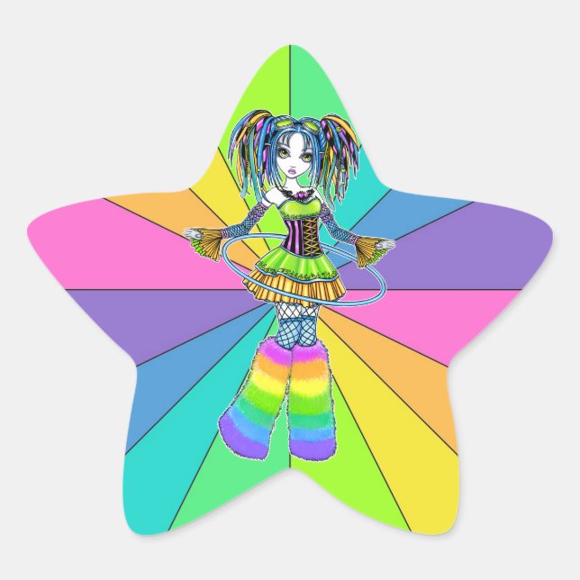 "Luxie" Rainbow Cyber Goth Hula Hoop Fae Stickers (Front)