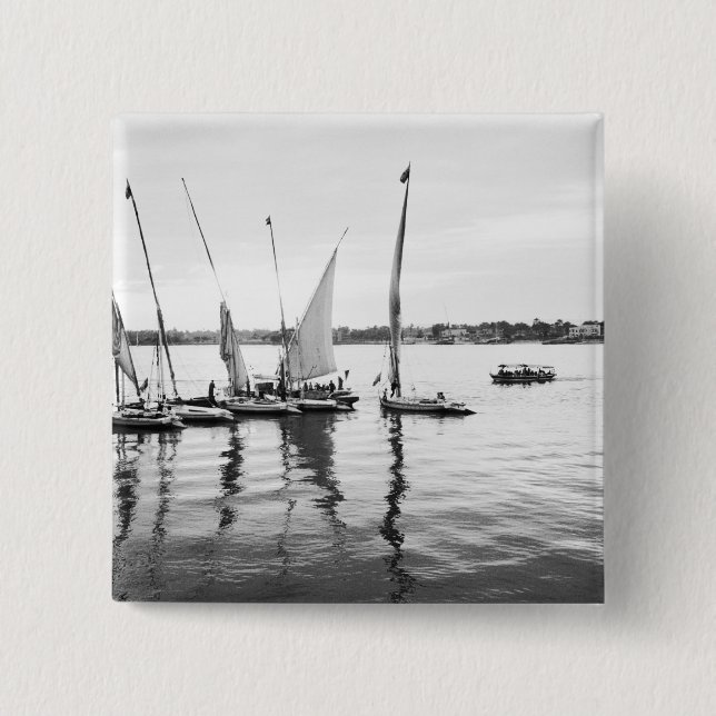 Luxor Egypt, Feluccas on the Nile Pinback Button (Front)