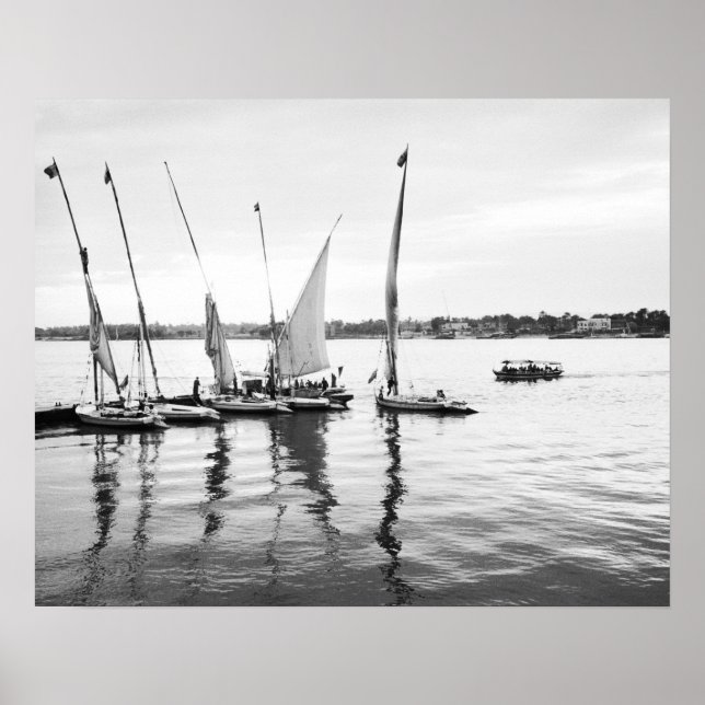 Luxor Egypt, Feluccas on the Nile Poster (Front)