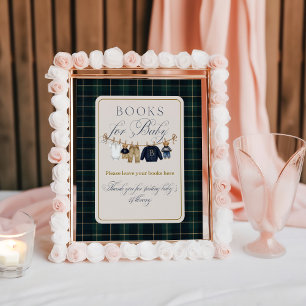 Luxsary Bear Plaid Baby Shower Books Poster