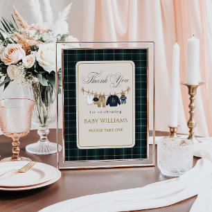 Luxsary Bear Plaid Baby Shower Favors Poster