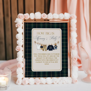 Luxsary Bear Plaid Baby Shower Mom Belly Game Poster