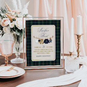 Luxsary  Bear Plaid Baby Shower Pacifier Hunt Poster