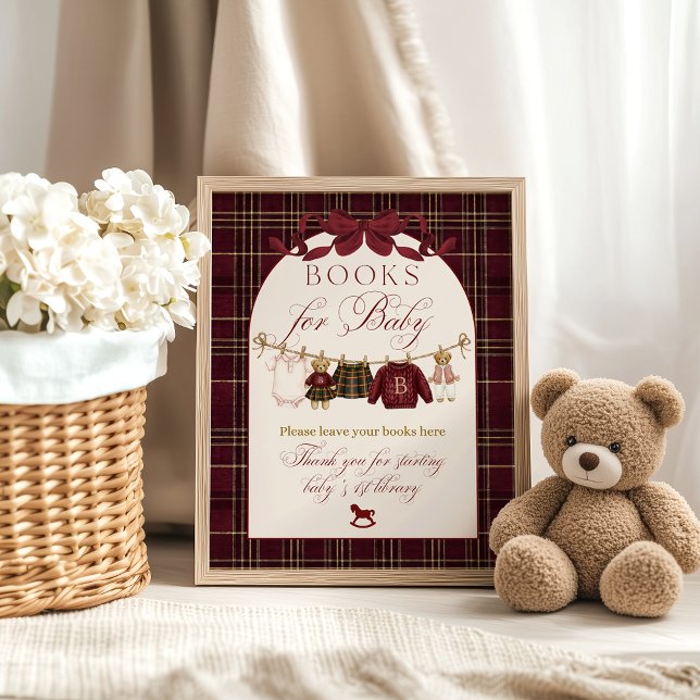 Luxsary Teddy Baby Shower Girl Plaid Books Poster (Creator Uploaded)