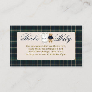 Luxsary Teddy Bear Plaid Baby Shower Bring Book Enclosure Card