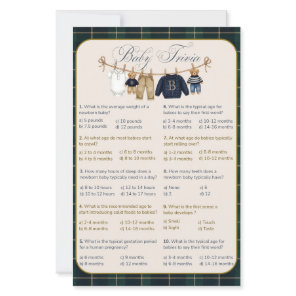 Luxsary Teddy Bear Plaid Baby Shower Game