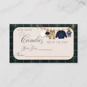 Luxsary Teddy Bear Plaid Baby Shower Guess Game Enclosure Card