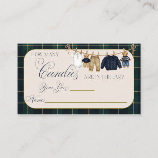 Luxsary Teddy Bear Plaid Baby Shower Guess Game Enclosure Card