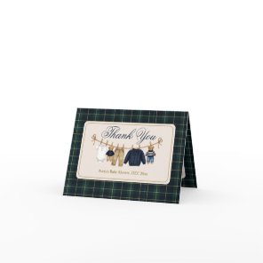 Luxsary Teddy Bear Plaid Baby Shower Thank You Card